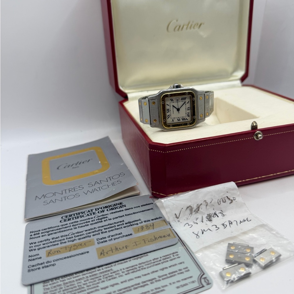 Cartier Santos Silver and Gold Timepiece